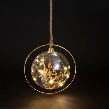 Boule lumineuse LED avec anneau h.20 cm avec corde, Noël 1