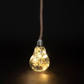 Ampoule LED h. 13 cm avec corde et fleurs, Noël 1