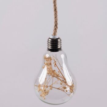 Ampoule LED h. 13 cm avec corde et fleurs, Noël 3