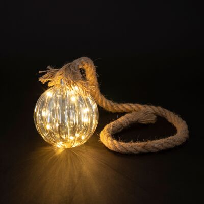 Boule lumineuse LED Ø 15 cm lignes relief ambre, Noël