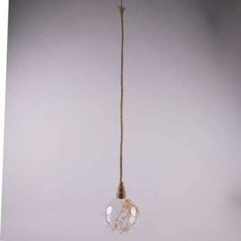 Boule lumineuse LED Ø 12 cm avec corde et fleurs, Noël 2