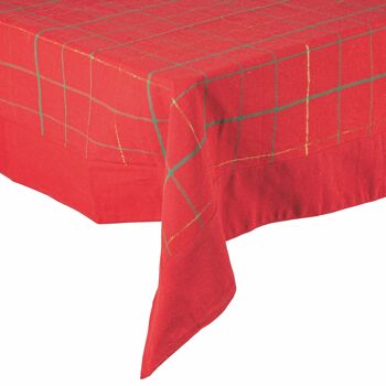 Nappe de Noël 140x180 cm, 100% coton, 8 places, Lurex Rouge 1