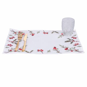 Set de table de Noël 45x30 cm polyester, houx, Noël 2