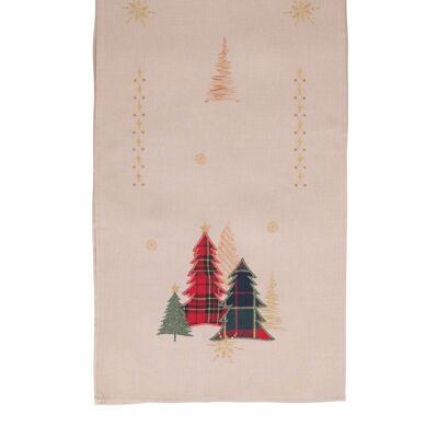 Weihnachtsläufer 40x175 cm Polyester, beige Bäume, Weihnachten