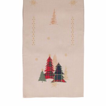 Tapis de Noël 40x175 cm polyester, arbres beiges, Noël 1
