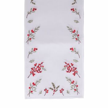 Tapis de Noël 40x175cm polyester, blanc houx, Noël 1