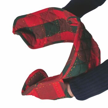 Gant de cuisine double Noël, tartan rouge 4