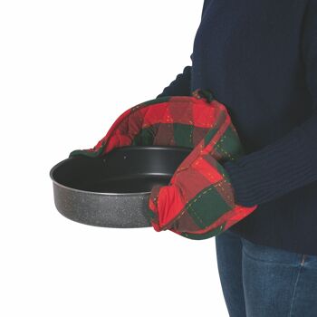 Gant de cuisine double Noël, tartan rouge 6