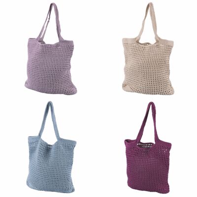 Borsa uncinetto,100% cotone, doppio manico lungo, Crochet