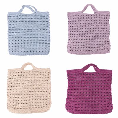 Crochet baguette bag, 100% cotton, double handle, Crochet