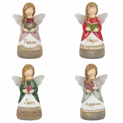 Polyresin angel with writing h. 11cm, Trendy Christmas