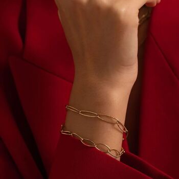 Bracelet Carl - anneaux ovales striés, idéal pour les charms 2