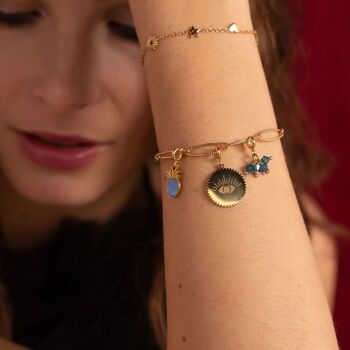 Bracelet Carl - anneaux ovales striés, idéal pour les charms 3