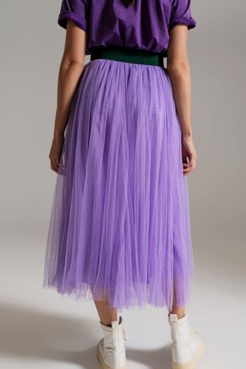 jupe midi en tulle lilas avec taille élastique 3