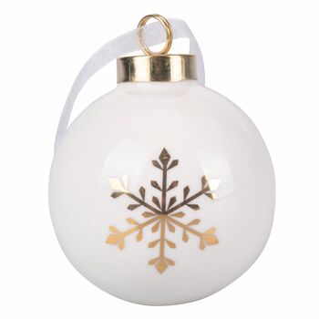 Boule de Noël en porcelaine Ø 6 cm blanc et doré, Xmas Gold 5