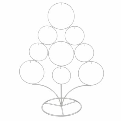 Iron Christmas tree, 9 hooks, white, XMas