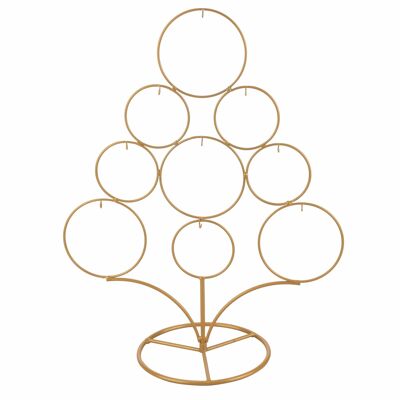 Iron Christmas tree h. 46 cm, 9 hooks, gold, XMas