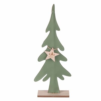 Decorative Christmas tree h.45 cm, eco leather and wood, Xmas