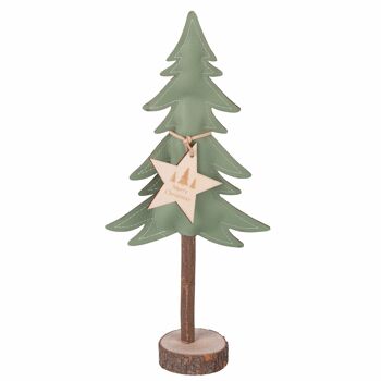Sapin de Noël décoratif h.33 cm, éco-cuir et bois, Noël 1