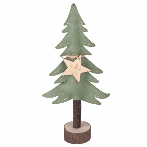 Albero di Natale decorativo h.23 cm, ecopelle e legno, Xmas