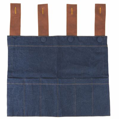 Cotton oven cover, eco-leather details, denim