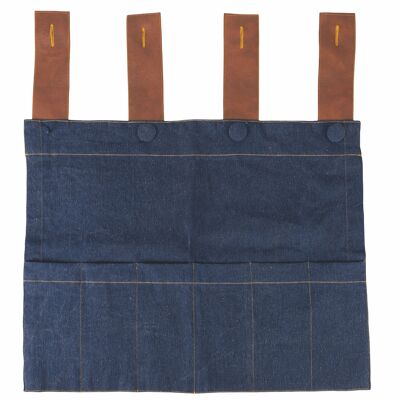 Funda de horno de algodón, detalles en ecopiel, denim