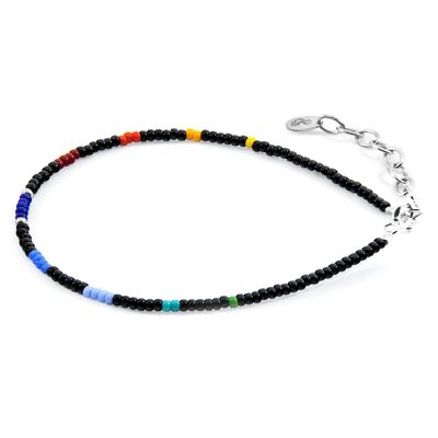 Schwarz - Mehrfarbiges Armband aus Layla-Silber und Miyoko-Glas