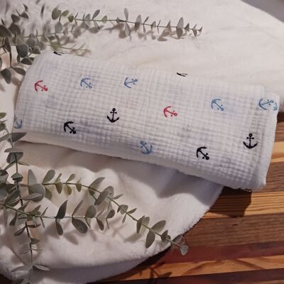 Malo embroidered Anchor swaddle
