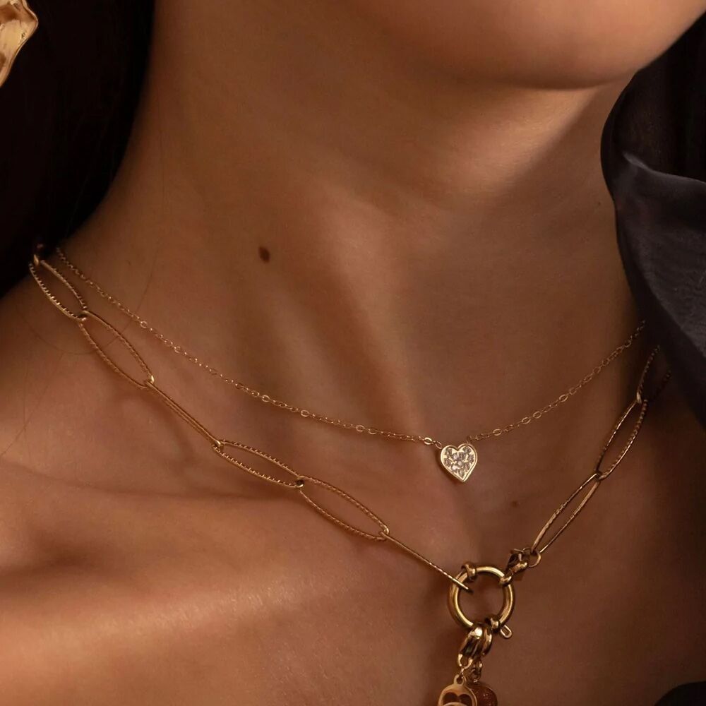 Collana Carla - cuore con ossidi di zirconio incastonati