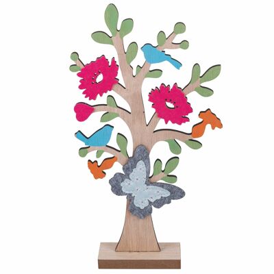 Albero decorativo in legno, farfalla in feltro, La Campagna