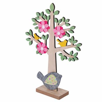 Sapin décoratif en bois, oiseau en feutrine, La Campagne 2