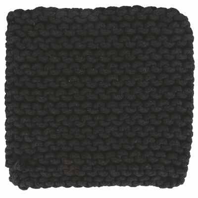 Tapete de crochet negro, 100% algodón, Crochet