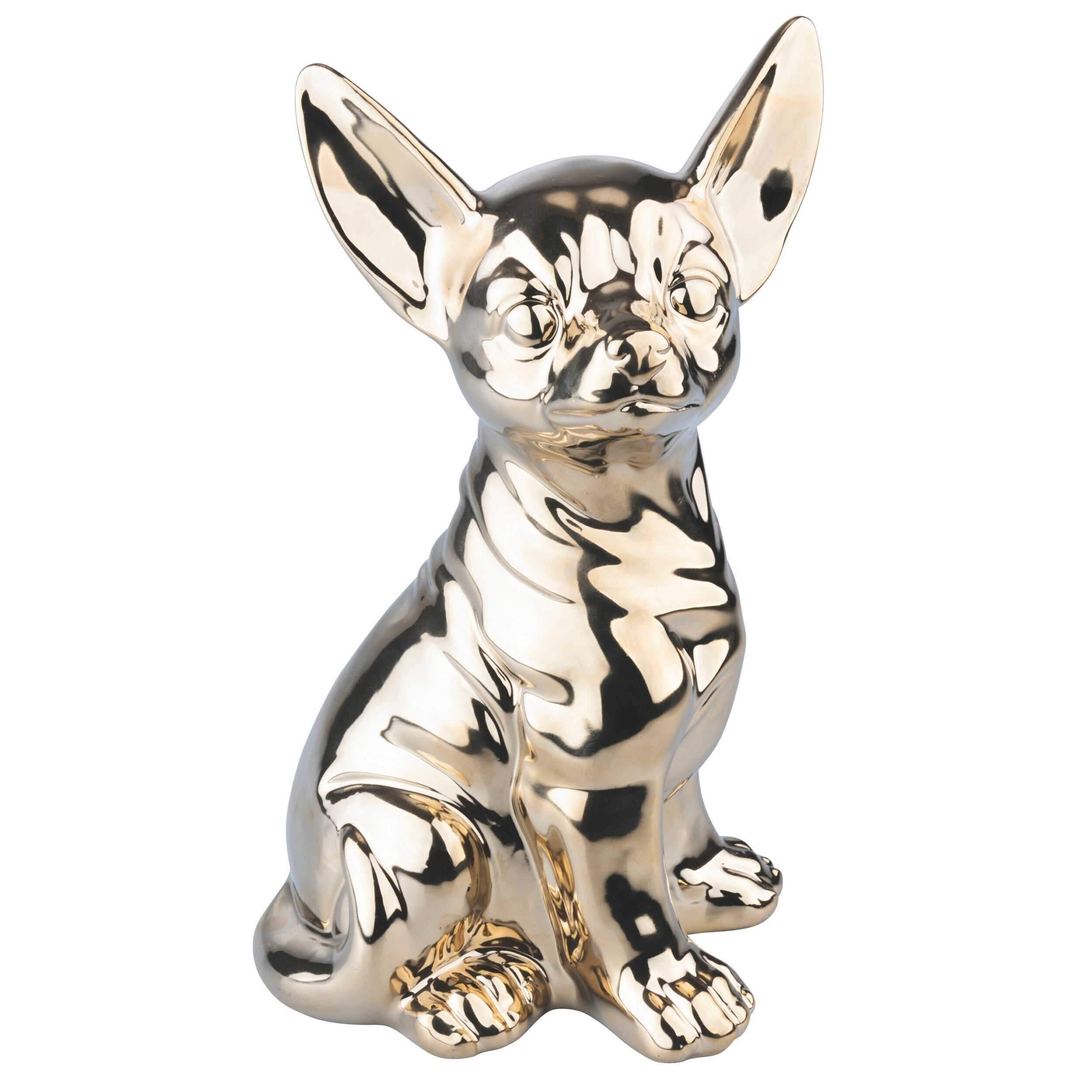 Dekorativer Hund aus Porzellan h. 25,5 cm, Gold