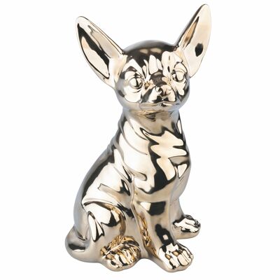Dekorativer Hund aus Porzellan h. 25,5 cm, Gold