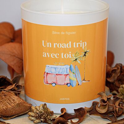 Bougie parfumée – Un road trip avec toi – Pot réutilisable avec étiquette waterproof