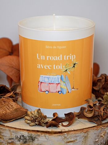 Bougie parfumée – Un road trip avec toi – Pot réutilisable avec étiquette waterproof 1