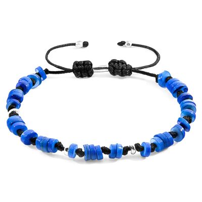 Bracciale SKINNY Macrame in argento e conchiglia d'acqua dolce blu Hailey