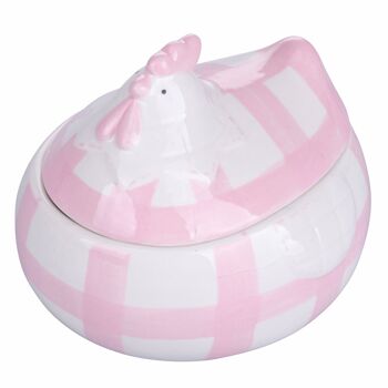 Poule de Pâques dans un récipient en céramique rose, Animaux Blancs 1