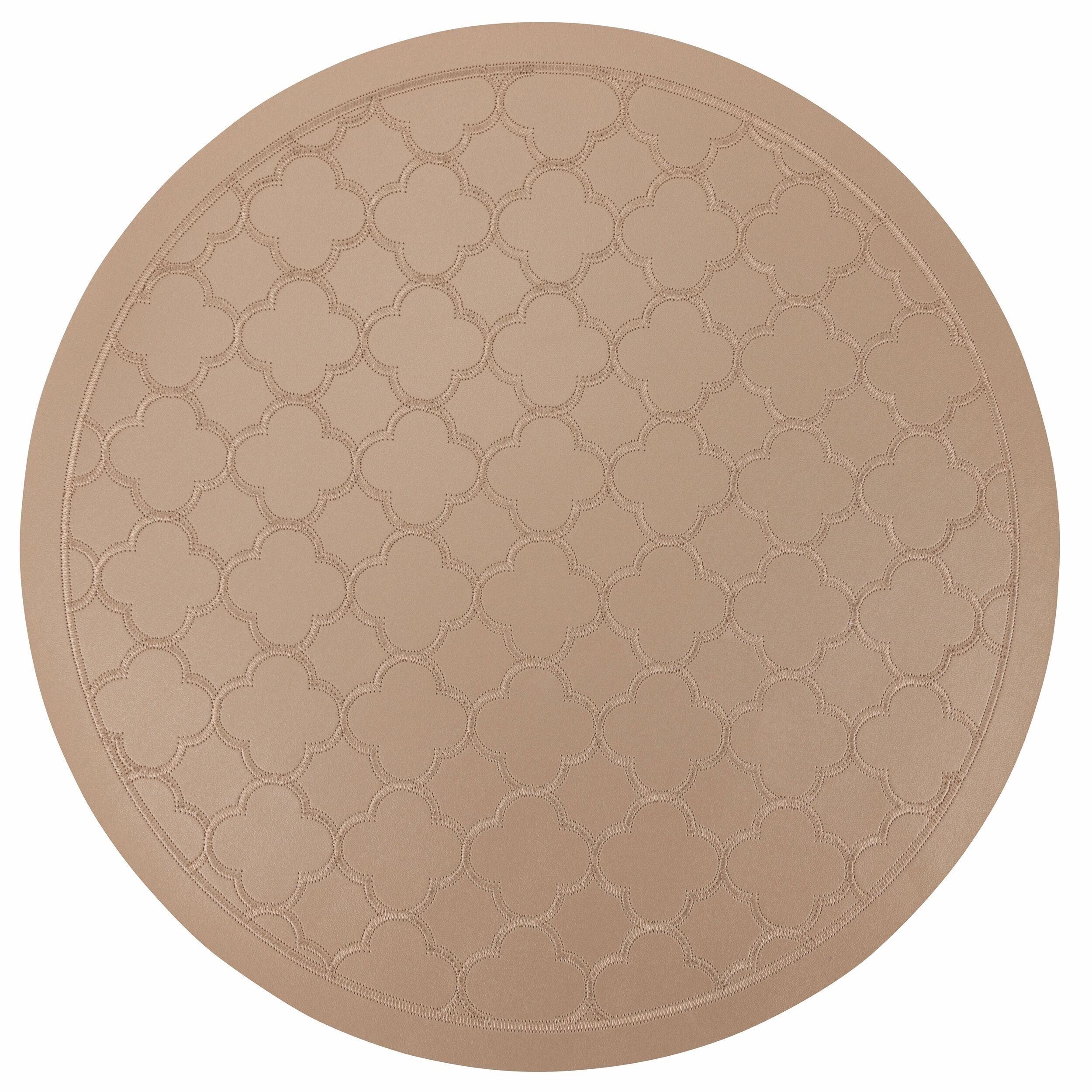 Rundes goldenes Tischset mit Ledereffekt und Nieten, Gold