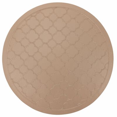 Round gold placemat with leather effect and studs, Gold