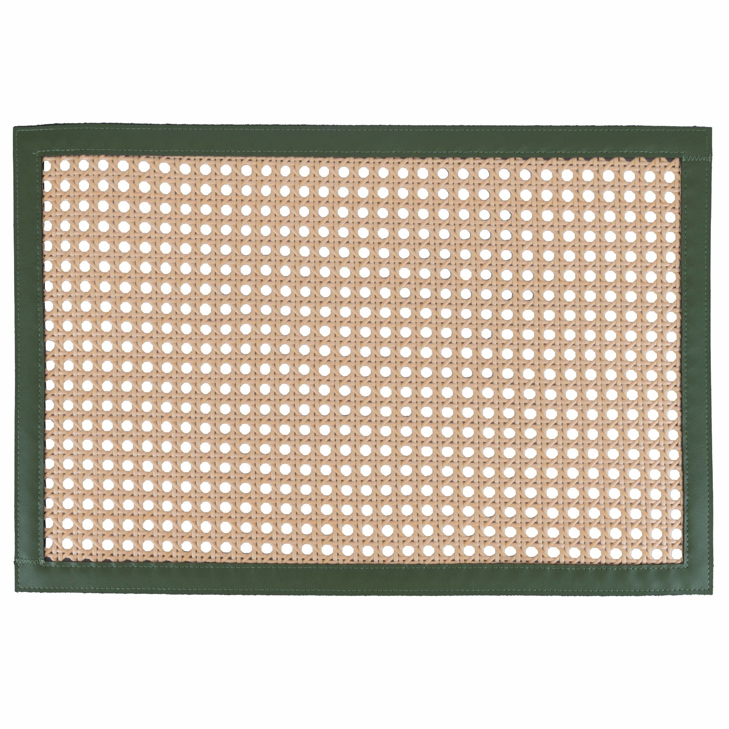 Tischset in Wiener Strohoptik mit grünem Rand, Scandi