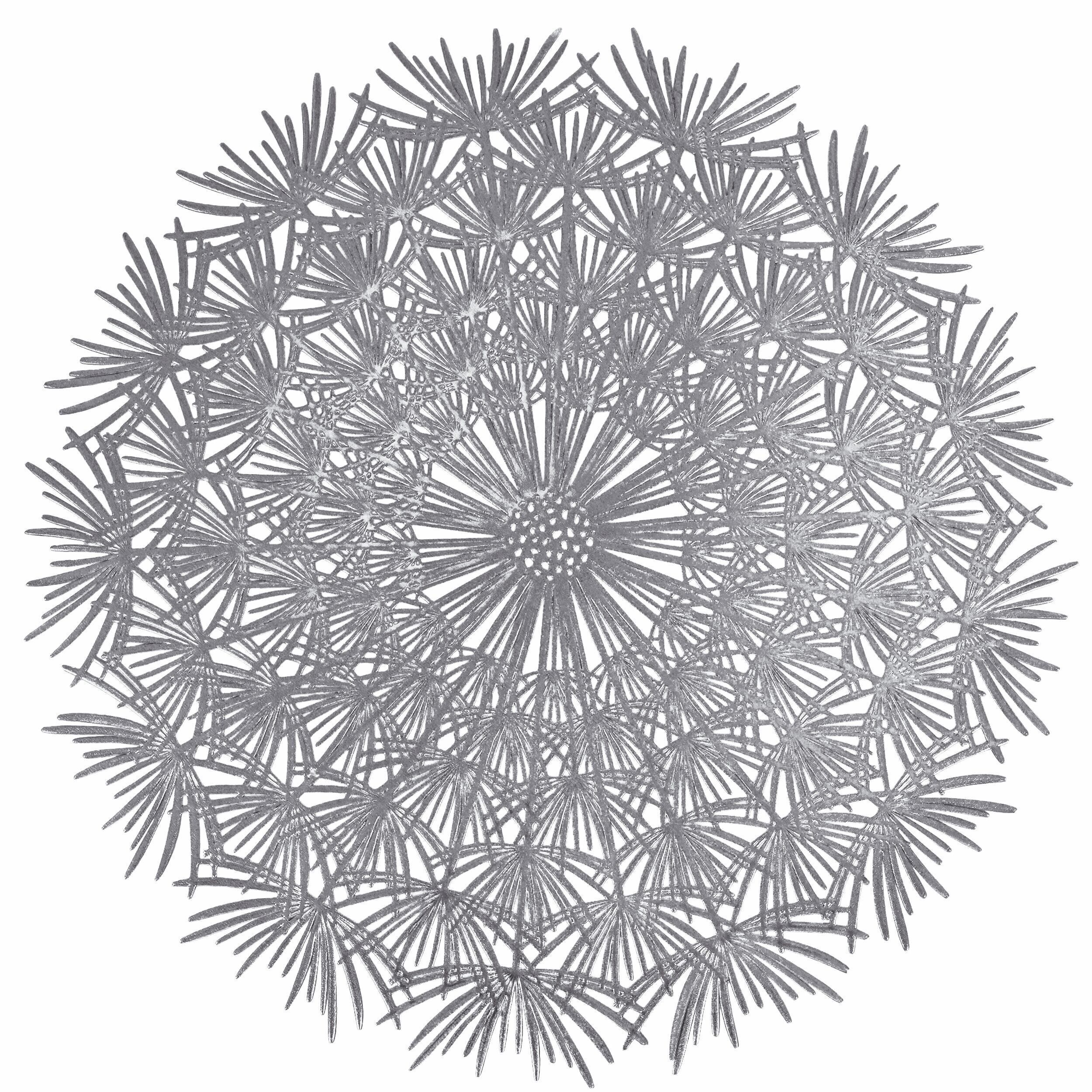 Rundes silbernes Tischset mit Löwenzahn-Design, Blume