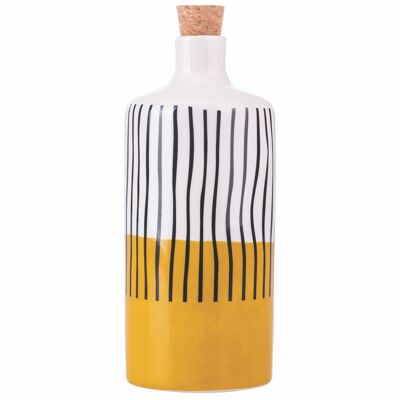 Bouteille à huile cylindrique en céramique 866 ml, bouchon en liège, Lido de Venise