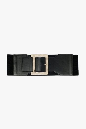 Large ceinture élastique noire avec détails en strass 1