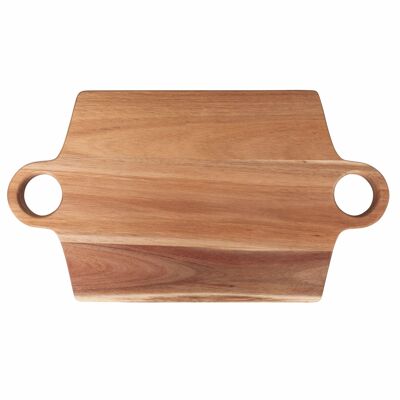 Tabla de cortar rectangular con mangos de madera de acacia, Woody