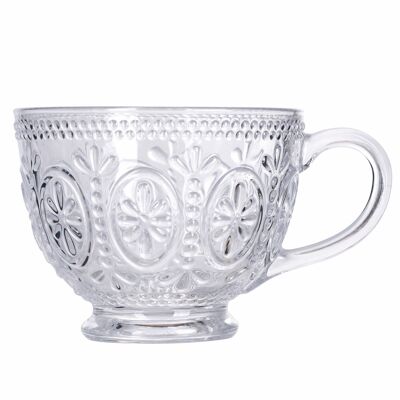 Jumbo glass mug 420 ml, flower decoration, Imperial