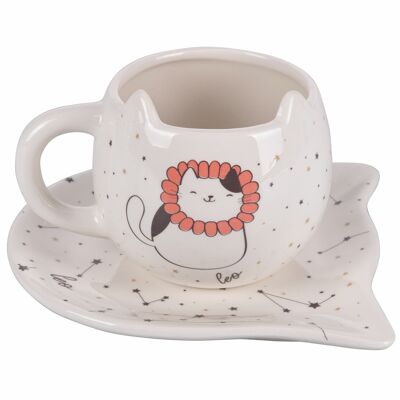 400 ml cup with ceramic saucer, Oroscocats Leo