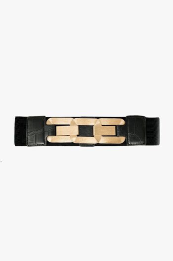 ceinture élastique noire avec triple boucle en métal 1