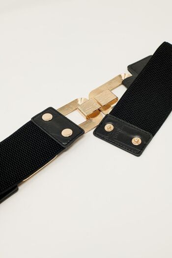 ceinture élastique noire avec triple boucle en métal 3