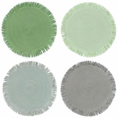 Round placemat with fringes, Shades of Greenery